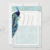 Aqua Blue en Brown Peacock Wedding Invitation Kaart (Achterkant)