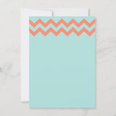 Aqua Blue en Coral Chevron Wedding Invitations Kaart (Achterkant)