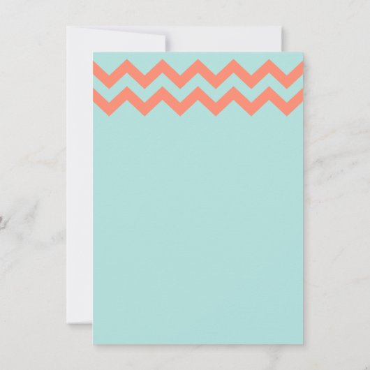Aqua Blue en Coral Chevron Wedding Invitations Kaart (Achterkant)