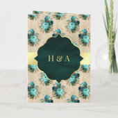 Aqua Blue en Emerald Green Floral Muslim Wedding (Achterkant)