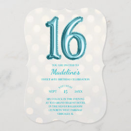 Aqua Blue en Gold Bokeh Faux Foil 16th Birthday Kaart