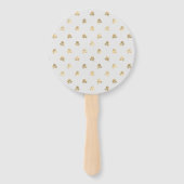 Aqua Blue en Gold Floral Wedding Hand Fan Handwaaier (Achterkant)