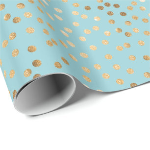 Aqua Blue en Gold Glitter City Stippen Gift Wrap Cadeaupapier