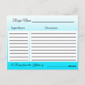 Aqua Blue en Gold Seahorse bruiloft Recipe Kaart (Achterkant)