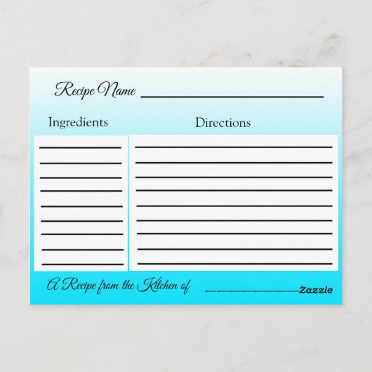 Aqua Blue en Gold Seahorse bruiloft Recipe Kaart (Achterkant)