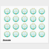 Aqua Blue en Gold Seahorse Save the Date Stickers (Vel)