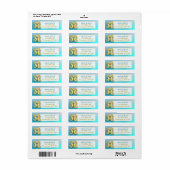 Aqua Blue en Gold Seapaarden Kissing Return Labels (Full Sheet)
