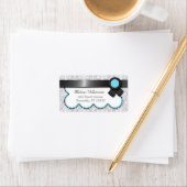 Aqua Blue en Gray Damask Adresetiketten Etiket (Insitu)
