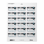 Aqua Blue en Gray Damask Adresetiketten Etiket (Full Sheet)