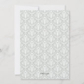 Aqua Blue en Gray Damask Wedding Invitations Kaart (Achterkant)