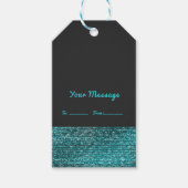 Aqua Blue en Gray Modern Glam Sequins Elegant Chic Cadeaulabel (Voorkant)