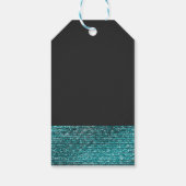Aqua Blue en Gray Modern Glam Sequins Elegant Chic Cadeaulabel (Achterkant)