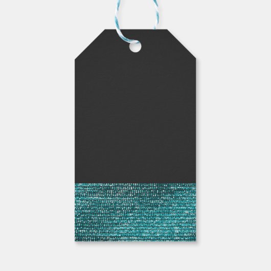 Aqua Blue en Gray Modern Glam Sequins Elegant Chic Cadeaulabel (Achterkant)