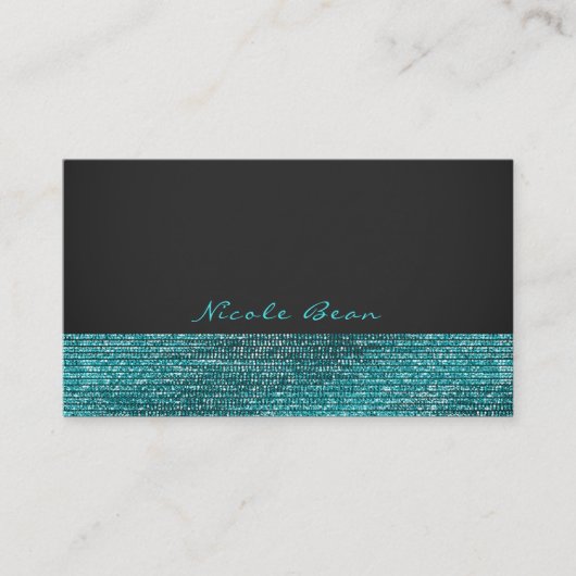 Aqua Blue en Gray Modern Glam Sequins Elegant Chic Visitekaartje (Voorkant)