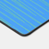 Aqua Blue en Green 70's Style Stripe Desk Mat Pad (Hoek)