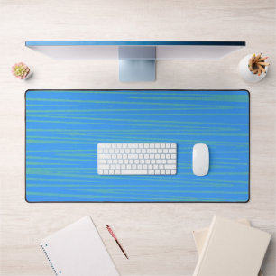 Aqua Blue en Green 70's Style Stripe Desk Mat Pad
