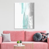Aqua Blue en grijs minimalistisch schilderen Abstr Canvas Afdruk (Insitu (Woonkamer))