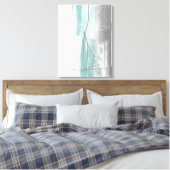 Aqua Blue en grijs minimalistisch schilderen Abstr Canvas Afdruk (Insitu (Slaapkamer))