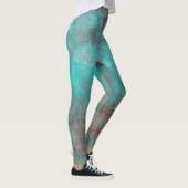 Aqua Blue en grijs verfsplaat Leggings (Rechts)