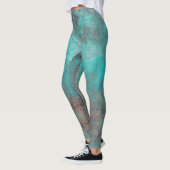 Aqua Blue en grijs verfsplaat Leggings (Links)