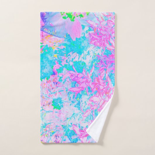 Aqua Blue en Hot Pink Hydrangea Landschap Bad Handdoek (Handdoek)