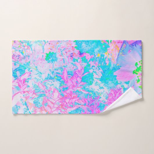 Aqua Blue en Hot Pink Hydrangea Landschap Bad Handdoek (Handdoek)