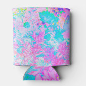 Aqua Blue en Hot Pink Hydrangea Landschap Blikjeskoeler (Achterkant)