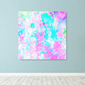 Aqua Blue en Hot Pink Hydrangea Landschap Canvas Afdruk (Insitu (Houten vloer))