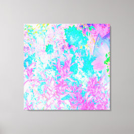Aqua Blue en Hot Pink Hydrangea Landschap Canvas Afdruk
