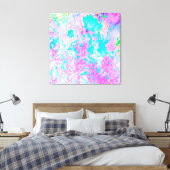 Aqua Blue en Hot Pink Hydrangea Landschap Canvas Afdruk (Insitu (Slaapkamer))