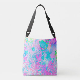 Aqua Blue en Hot Pink Hydrangea Landschap Crossbody Tas