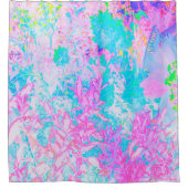 Aqua Blue en Hot Pink Hydrangea Landschap Douchegordijn (Voorkant)