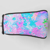 Aqua Blue en Hot Pink Hydrangea Landschap Golfheadcover (Voorkant)