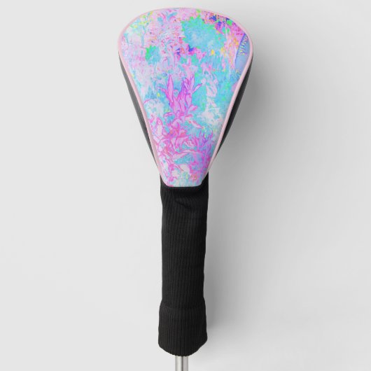 Aqua Blue en Hot Pink Hydrangea Landschap Golfheadcover (Voorkant)