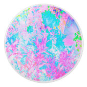 Aqua Blue en Hot Pink Hydrangea Landschap Keramische Knop (Voorkant)