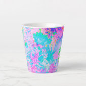 Aqua Blue en Hot Pink Hydrangea Landschap Latte Mok (Voorkant)