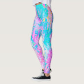 Aqua Blue en Hot Pink Hydrangea Landschap Leggings (Links)