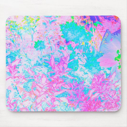 Aqua Blue en Hot Pink Hydrangea Landschap Muismat (Voorkant)