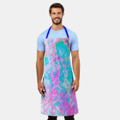 Aqua Blue en Hot Pink Hydrangea Landschap Schort (Gedragen)