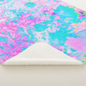Aqua Blue en Hot Pink Hydrangea Landschap Sherpa Deken (3/4)