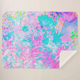 Aqua Blue en Hot Pink Hydrangea Landschap Sherpa Deken