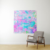 Aqua Blue en Hot Pink Hydrangea Landschap Wandkleed (In Situ (horizontaal))
