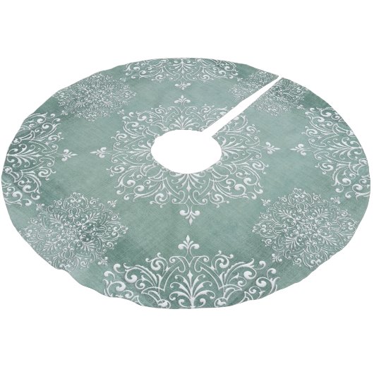 Aqua Blue en Lace Snowflake Design Tree Skirt Kerstboom Rok (Gekanteld)
