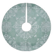 Aqua Blue en Lace Snowflake Design Tree Skirt Kerstboom Rok (Voorkant)
