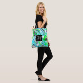Aqua Blue en Lime Green Bubbles Marble Fluid Art Tote Bag (Op model)