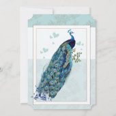 Aqua Blue en Navy Peacock Wedding Invitation Kaart (Achterkant)