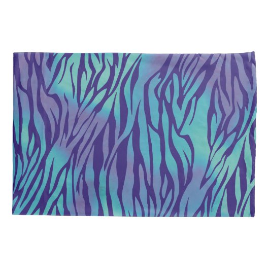 Aqua Blue en Paarse Zebra Stripes Kussensloop (Achterkant)