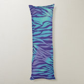 Aqua Blue en Paarse Zebra Stripes Lichaamskussen (Achterkant (Verticaal))