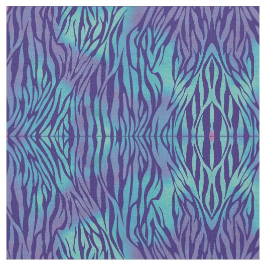 Aqua Blue en Paarse Zebra Stripes Stof (Close Up)
