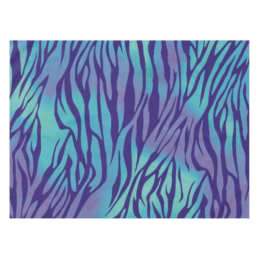 Aqua Blue en Paarse Zebra Stripes Tafelkleed (Voorkant (Horizontaal))
